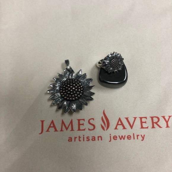 James Avery Jewelry - Wild Sunflower pendant and ring. Bronze/Silver combo